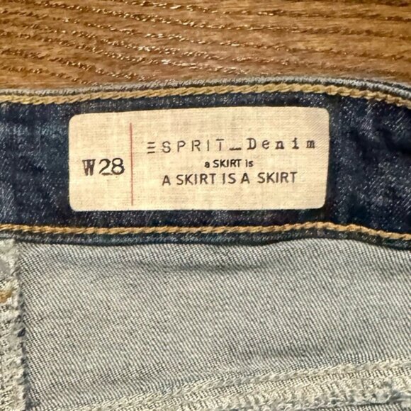 Esprit Denim Skirt | Y2K Style Jean Skirt | Classic Mid Wash - Picture 2 of 2